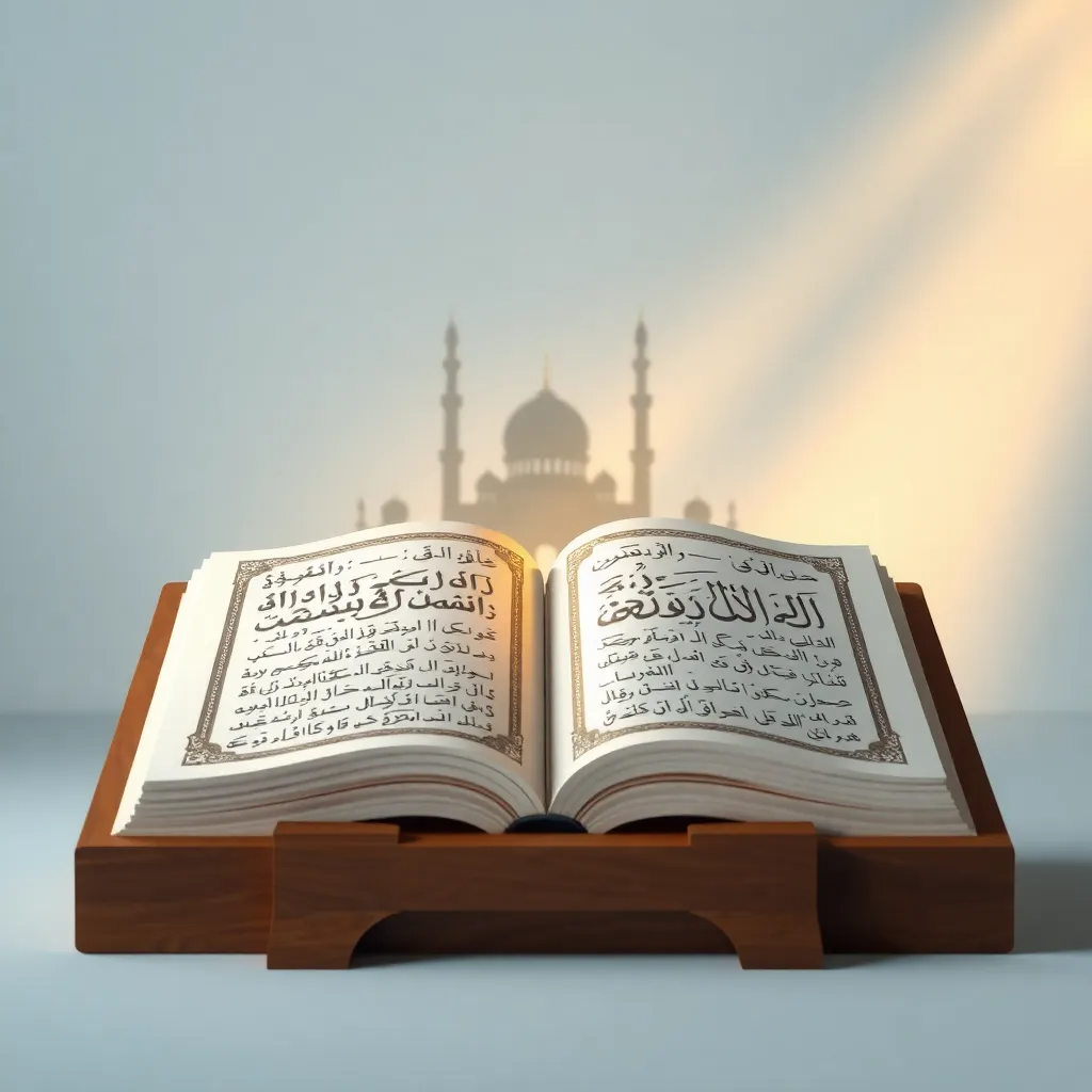 Open Quran showing Surah Yaseen with soft golden light and mosque background, representing peace and blessings in Islam. Yaseen pdf with Urdu translation